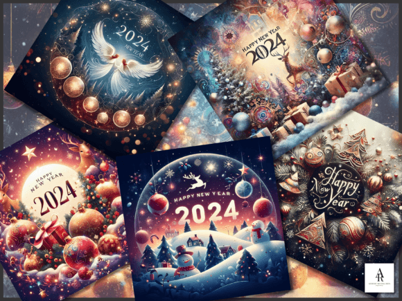 30 New Year Backgrounds: PNG & Digital Papers for 2024