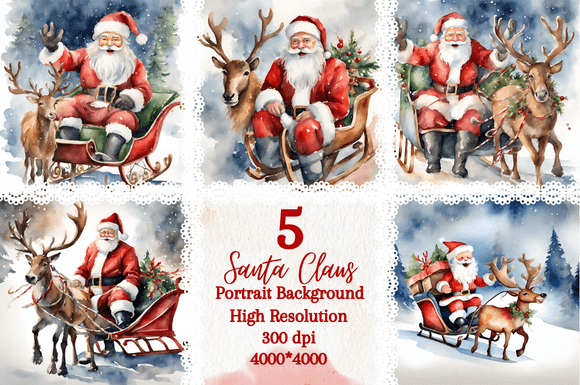 5 Watercolor Christmas Santa Backgrounds: Elevate Your Holiday Designs
