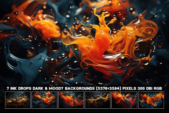7 Ink Drops Dark and Moody Backgrounds: Rich Texture for Your Designs