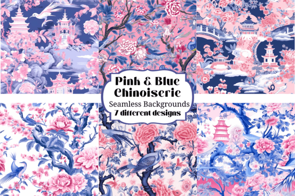Blue & Pink Chinoiserie: Elevate Your Designs with Elegant Patterns