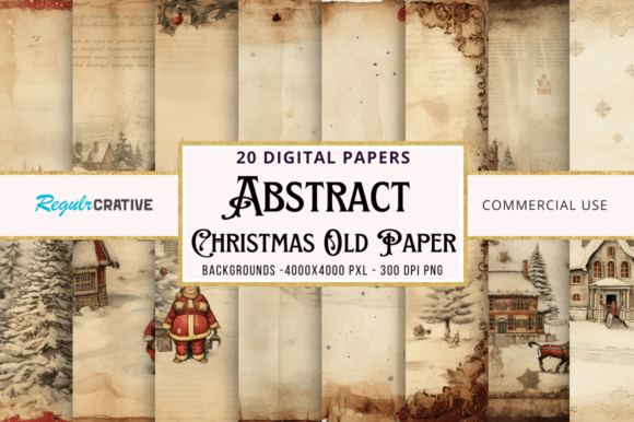 Christmas Old Paper Backgrounds: 20 Designs for Crafters