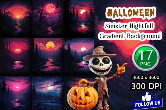 Hauntingly Beautiful: Sinister Nightfall Gradient Backgrounds for Halloween