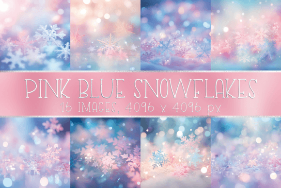 Pastel Pink Blue Snowflake Backgrounds: A Digital Paper Collection for Creative Projects