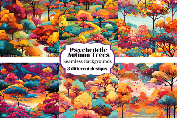 Psychedelic Autumn Trees Backgrounds: Your Digital Design Toolkit